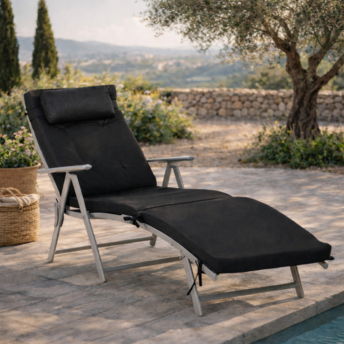 Bain de soleil pliable – Grand confort – Matelas inclus