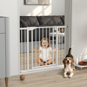 Barrière de sécurité chien largeur réglable 76-103 cm acier blanc