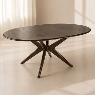 Table ronde extensible 130-180cm en métal effet noyer CIERRA