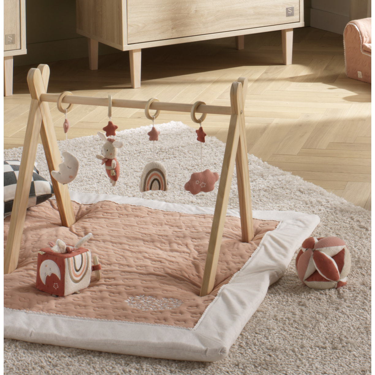 Cube d'activités bébé en coton bio