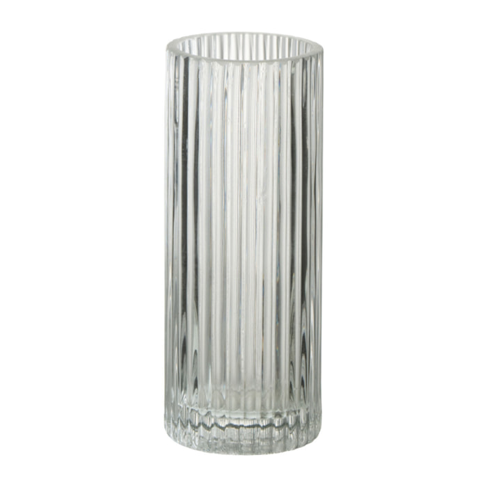 J-Line vase Cylindrique Lignes - verre - transparent - small - 2 pcs - 20 cm de hauteur