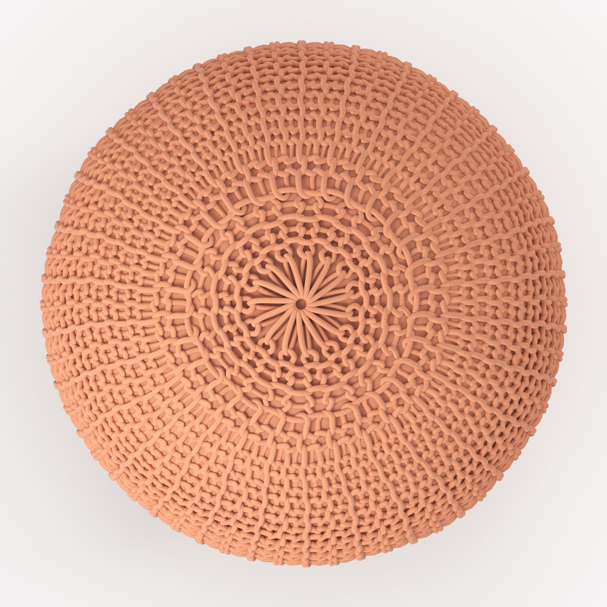 Pouf tricot rond rose poudré D40 cm - Elisa