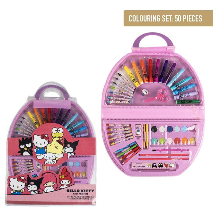 Set papelería coloreable 50 piezas hello kitty