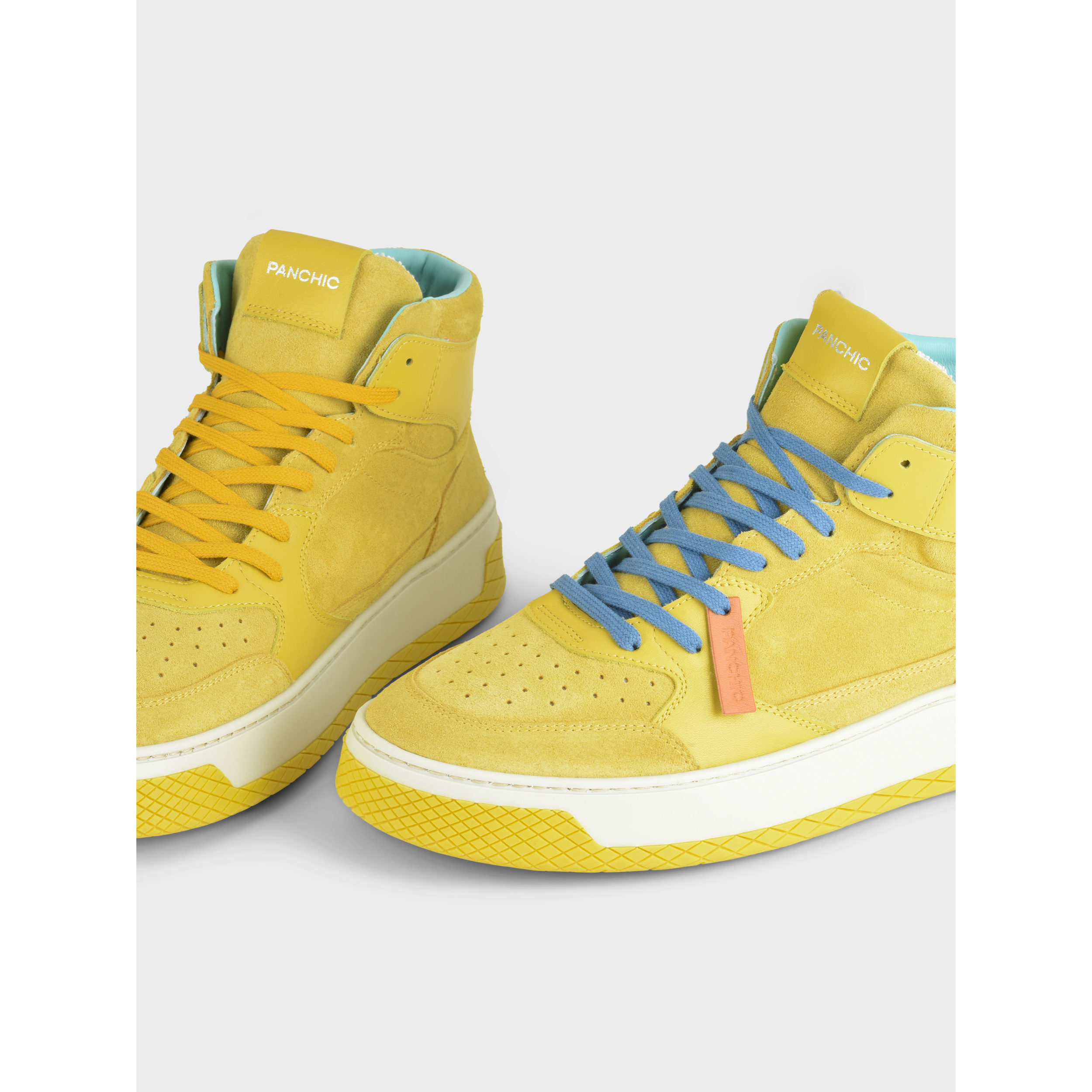 SNEAKER MID P02 UOMO IN SUEDE E PELLE GIALLO