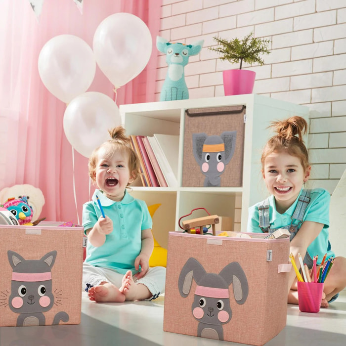 Boîte de rangement en tissu pour enfant "chat" avec couvercle, compatible Ikea Kallax Lifeney