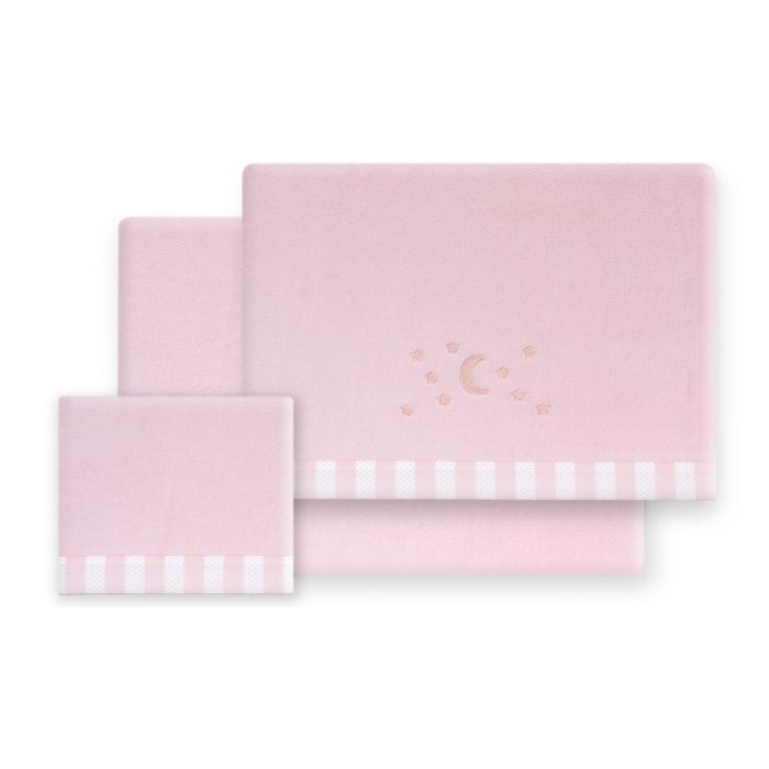 Triptico Minicuna Coralina D. Algodon Luna Estrellas Rosa