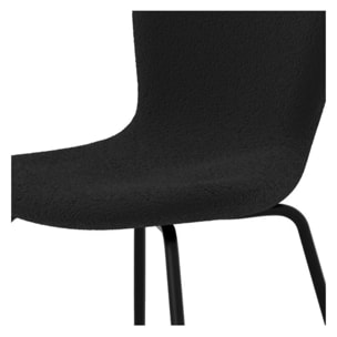 Lot de 2 chaises effet laine bouclette noire et pieds en métal - Koko