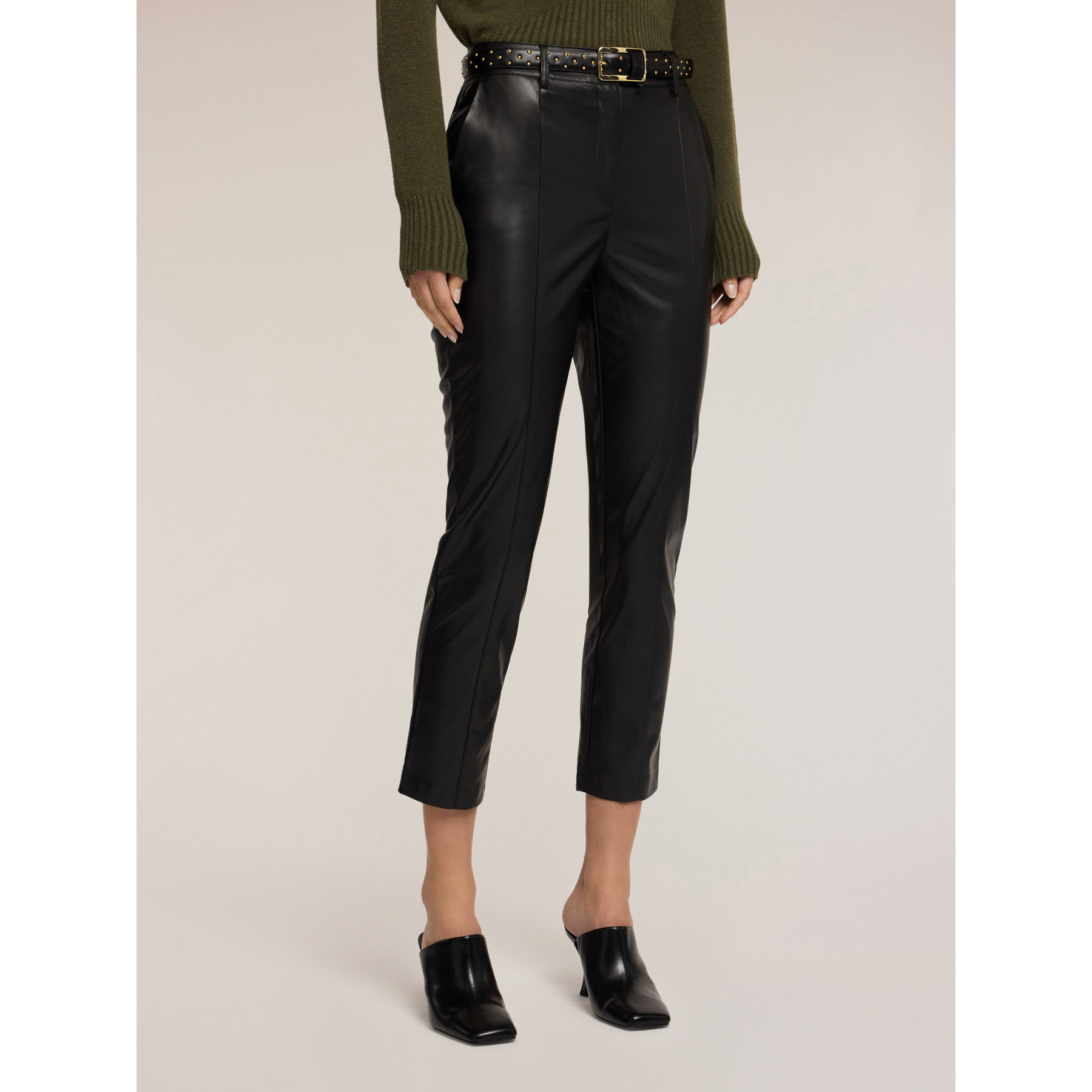 Motivi - Pantaloni slim fit in tessuto spalmato - Nero