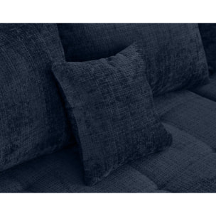 Rune - canapé panoramique d'angle droit 7 places en velours texturé - Bleu