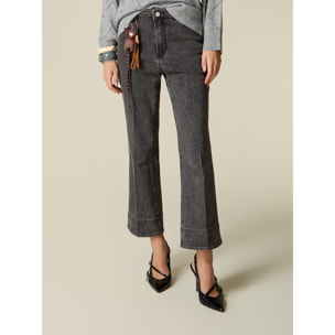 Oltre - Jeans flare in denim grigio - Grigio
