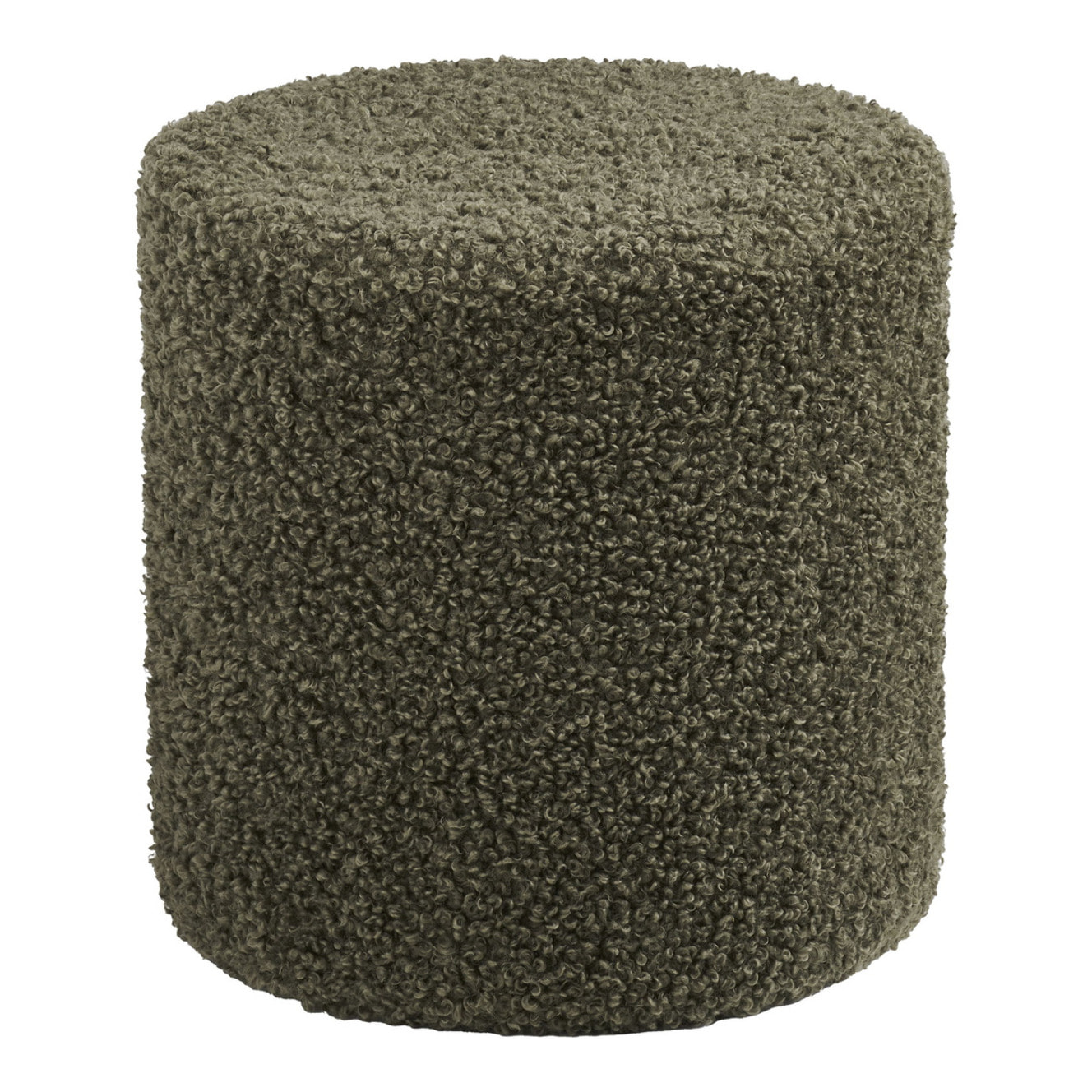 Ejby - Pouf rotondo in teddy verde ø34x36 cm