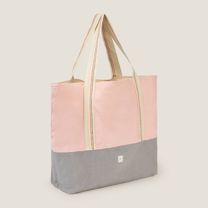 Bolsa grande algodón tejido Gem color rosa