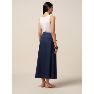 Oltre - Falda midi de popelina con fajín - Azul