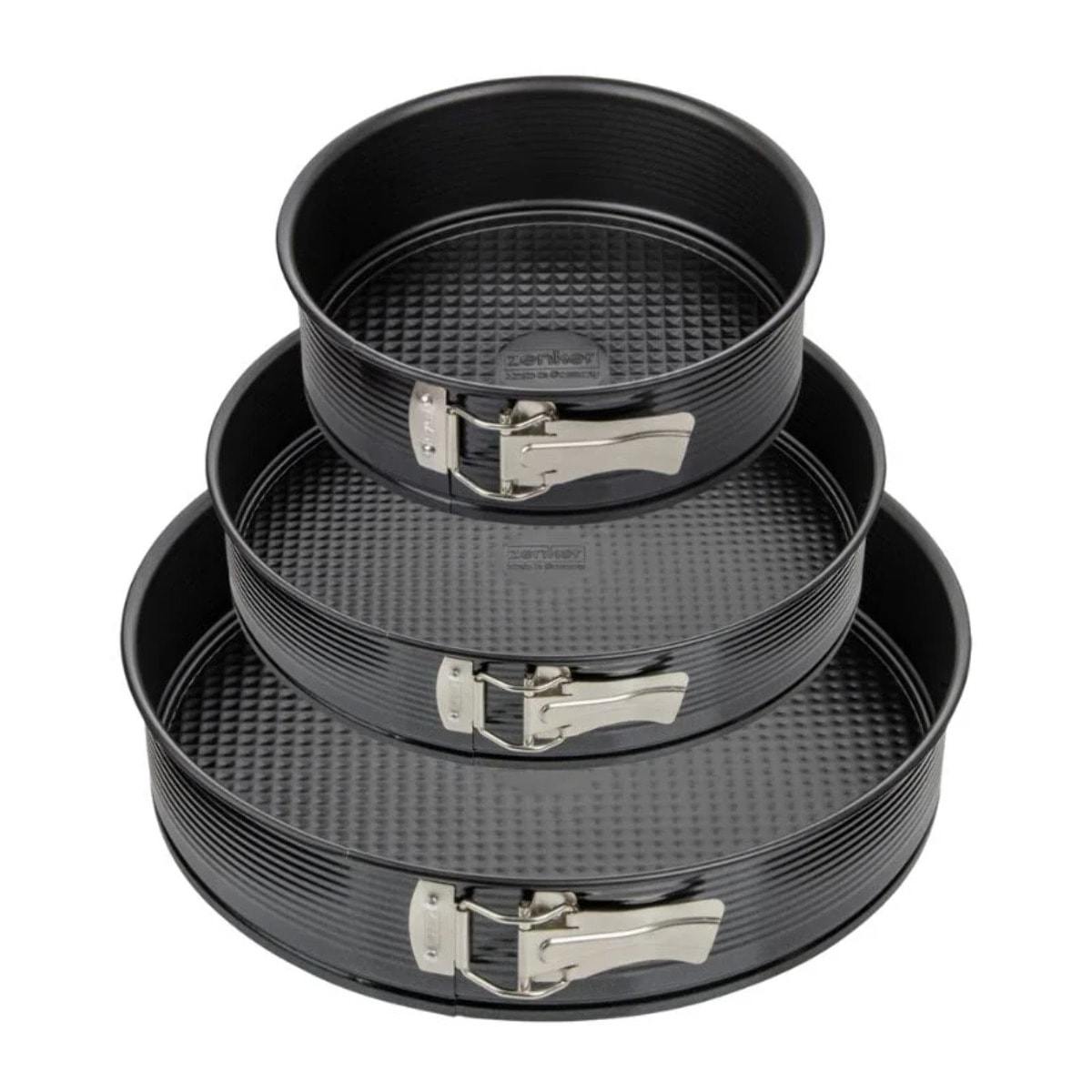 Set de 3 moules à charnière ronds de 20 cm 24 cm et 28 cm Zenker Black Metallic