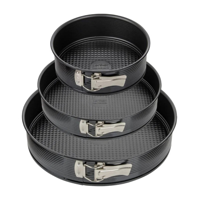 Set de 3 moules à charnière ronds de 20 cm 24 cm et 28 cm Zenker Black Metallic