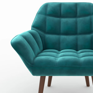 Fauteuil en velours bleu canard - Simba
