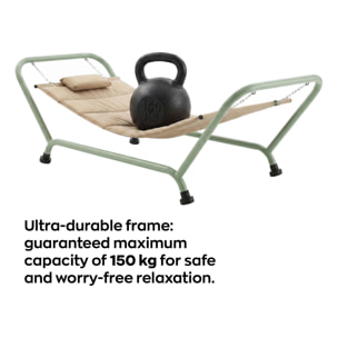 Levia - Amaca Da Giardino 233x86x95 cm Con Supporto in Metallo e Cuscino per Esterno in Tessuto Beige