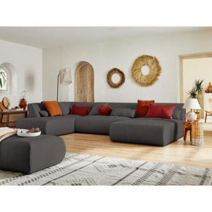 Onyx - canapé panoramique d'angle gauche 7 places - en tissu - Gris foncé