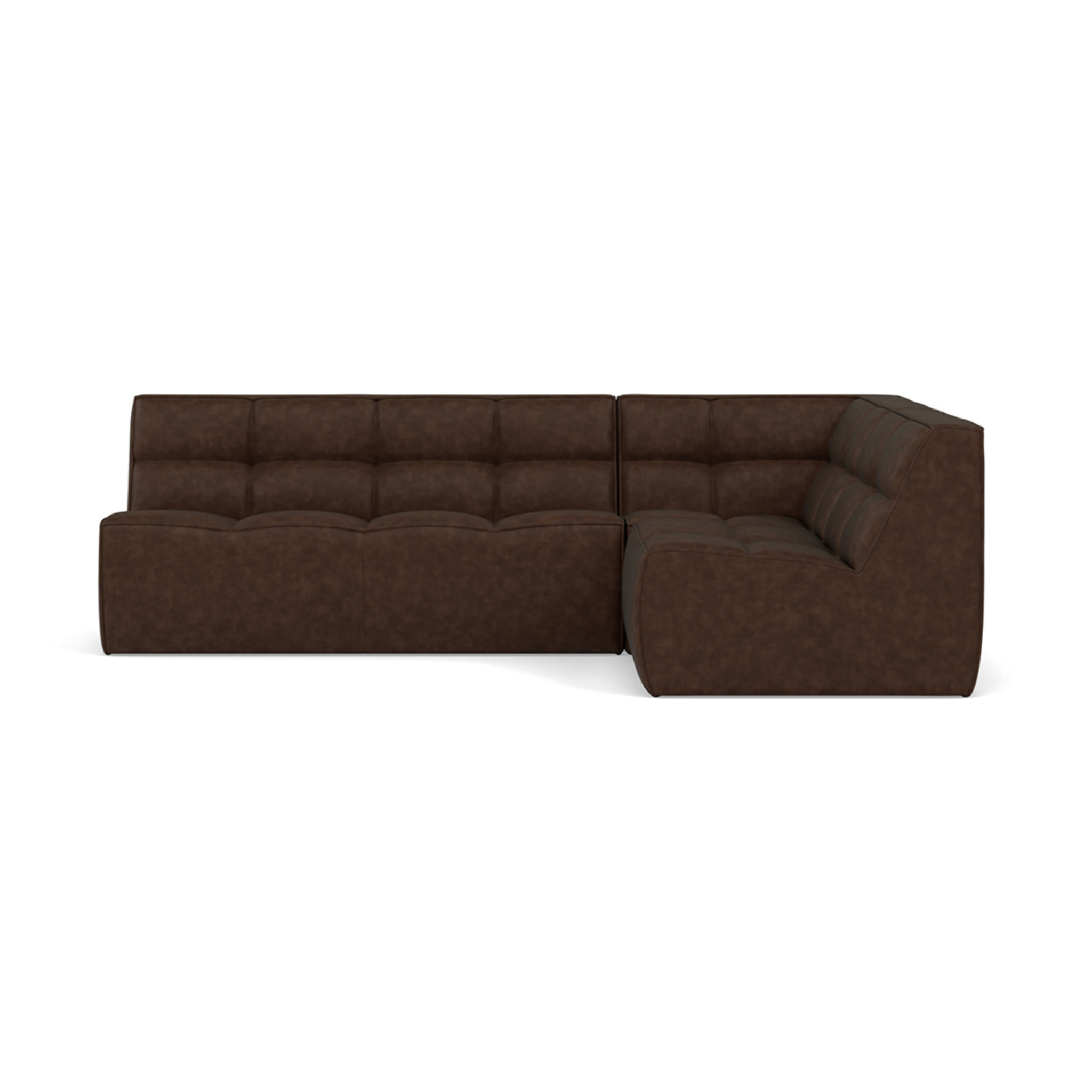 Alya - canapé modulable d'angle réversible 4 places en simili - Marron