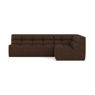 Alya - canapé modulable d'angle réversible 4 places en simili - Marron