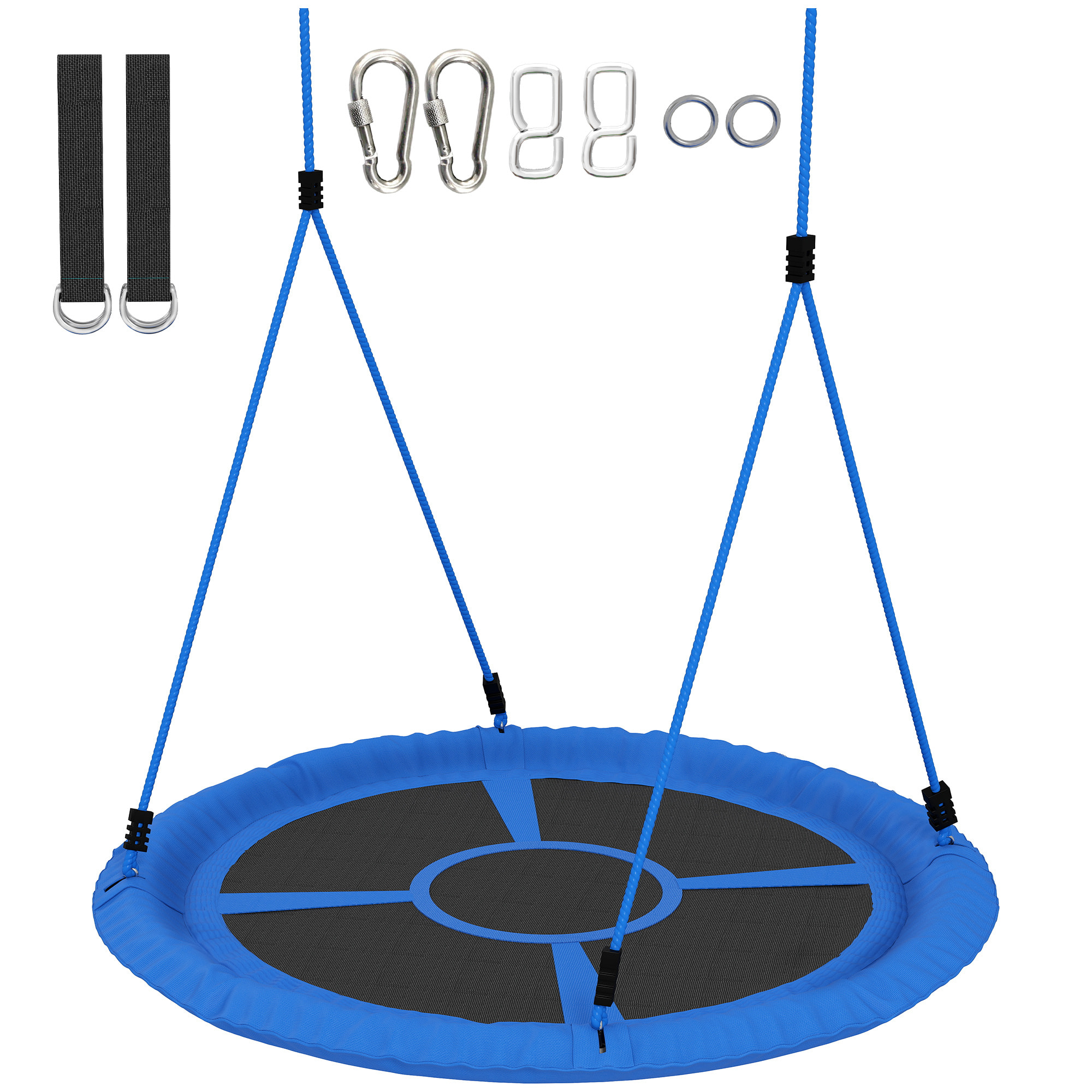 Balançoire nid d'oiseau hauteur réglable charge 200 kg 80 cm bleu