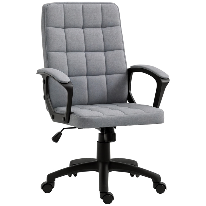 Chaise de bureau design Chesterfield effet capitonné réglable tissu gris