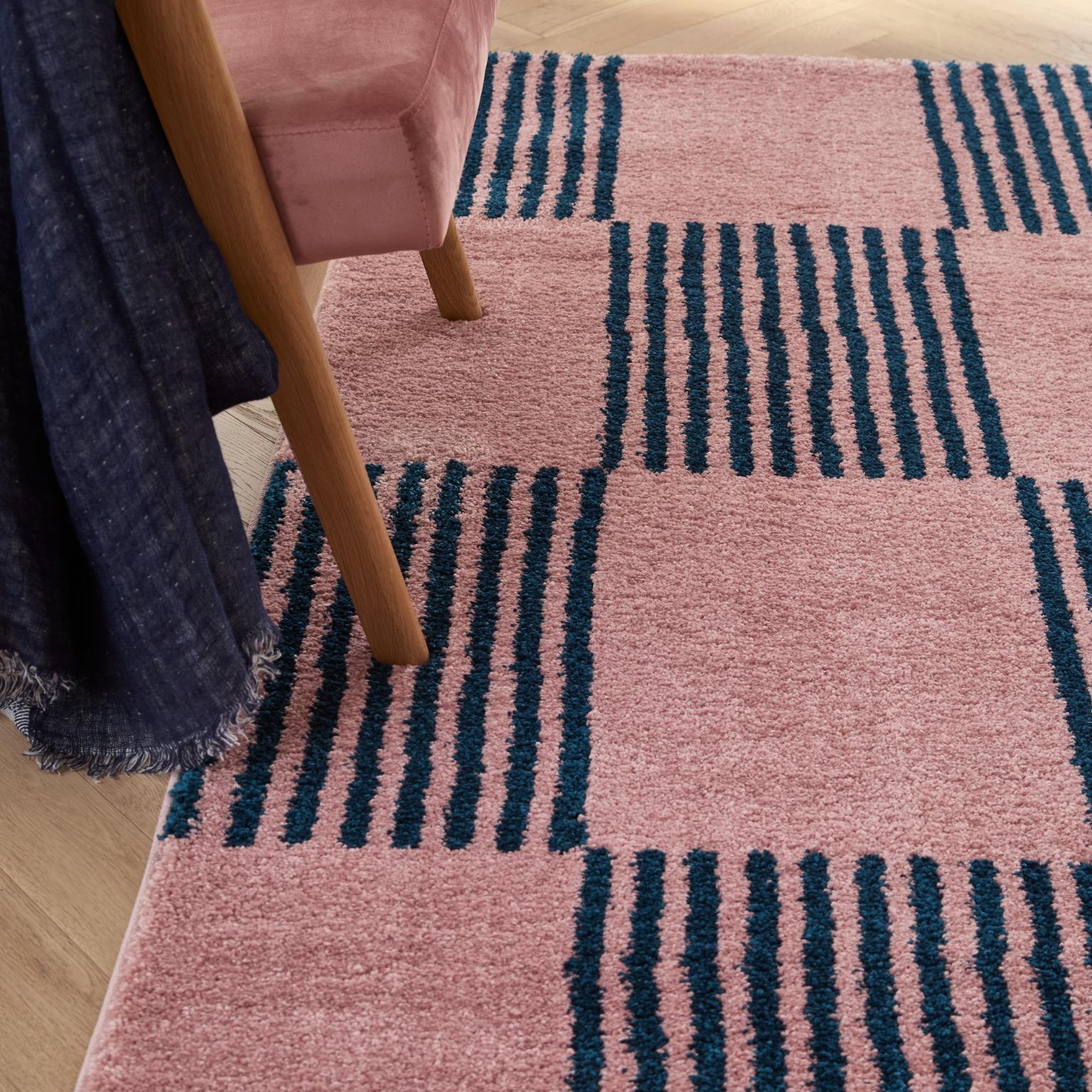 GROOVY - Tapis rétro coloré style seventies - Confortable et moelleux - Bleu