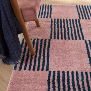 GROOVY - Tapis rétro coloré style seventies - Confortable et moelleux - Bleu
