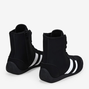 Zapatillas abotinadas negras con cremallera y cordones