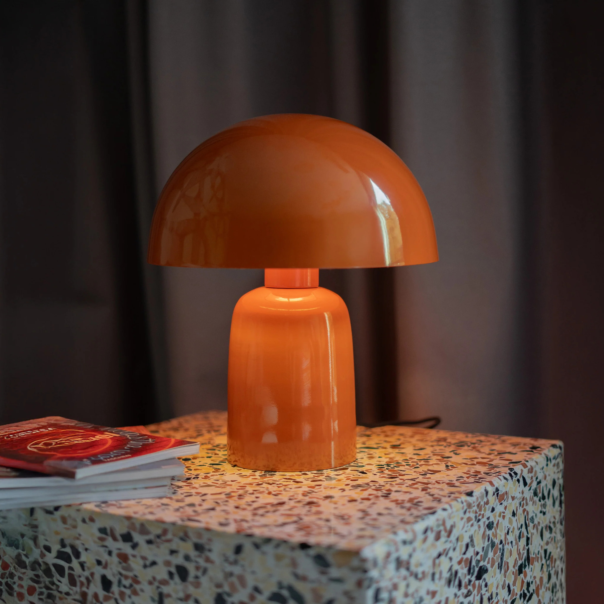 Lampe champignon en métal orange - Clara