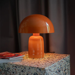 Lampe champignon en métal orange - Clara
