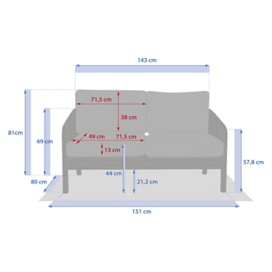 Canapé de jardin "Papouasie" acacia 2 places en polyester et acacia
