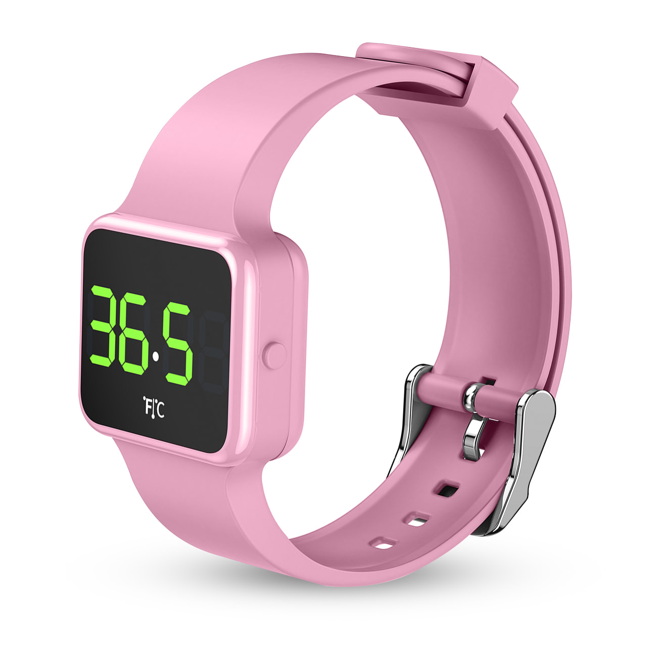 Brazalete inteligente PWCT especial medición de temperatura. Con hora, fecha, 8 alarmas y cuenta atrás.
