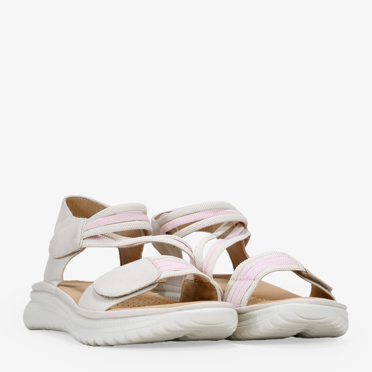 Sandalias deportivas beige con cierre fácil