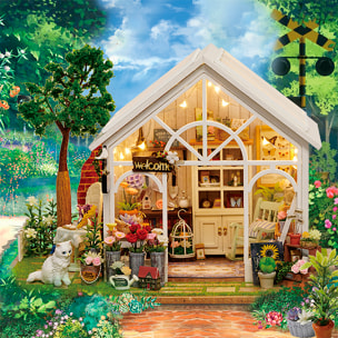 Invernadero con girasoles. Maqueta 3D realista con gran detalle y luces led.