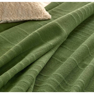 Jeté de lit Anjali 230x250 vert kaki en coton