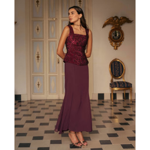 Top estilo corpiño de tirantes con brocado de mujer