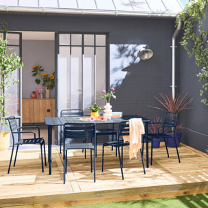 Table de jardin métal + 6 assises AMÉLIA