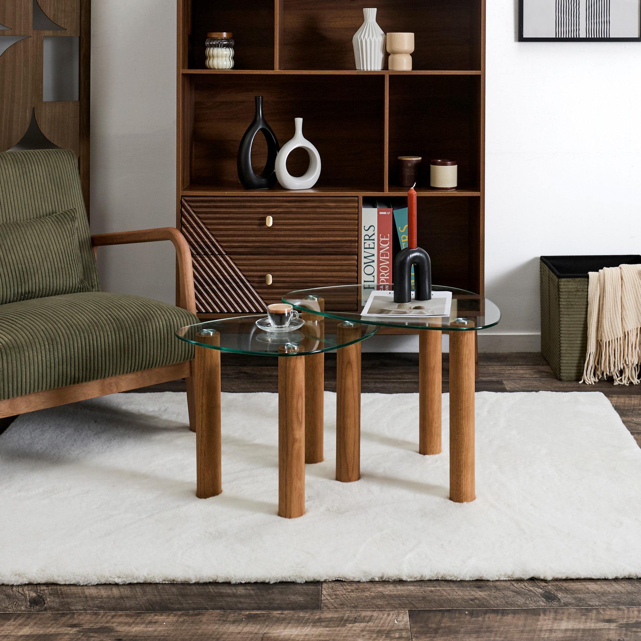 Table Gigogne  Verre Trempe Galet Clara X2