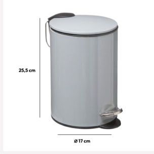 Poubelle métal Soft Close 3L Gris Colorama