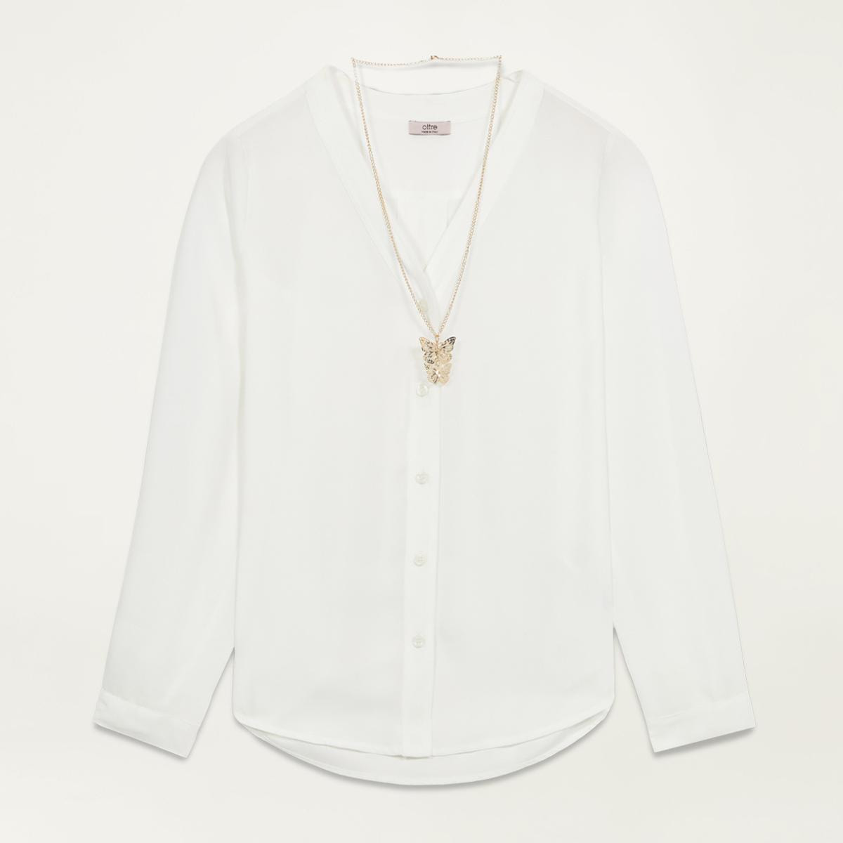 Oltre - Camisa con collar dorado - Blanco