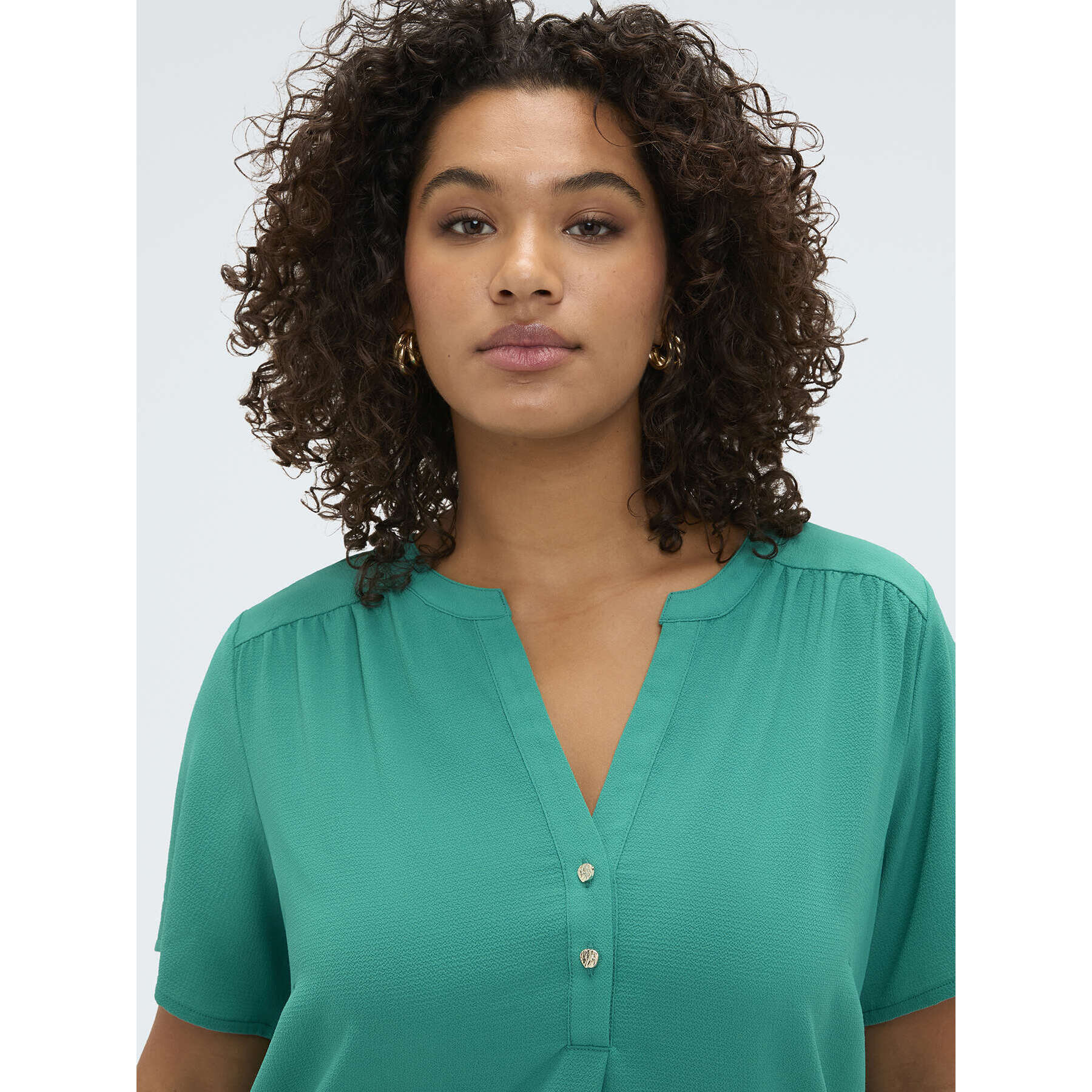 Fiorella Rubino - T-shirt in misto lyocell con bottoncini - Verde acqua