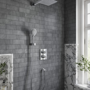 Pommeau de douche VILLEROY & BOCH Universal 3 jets + Flexible de douche Universal Showers 160 cm Chromé