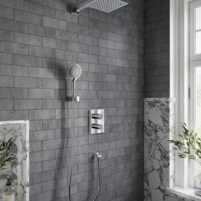 Pommeau de douche VILLEROY & BOCH Universal 3 jets + Flexible de douche Universal Showers 160 cm Chromé