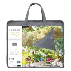 Voile d'ombrage rectangulaire "Curacao" gris 4x3m en polyester