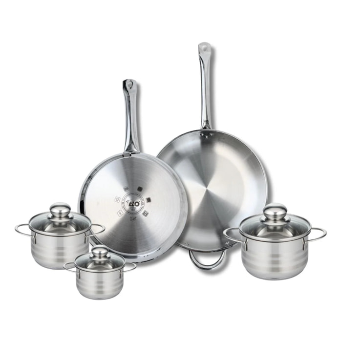 Ensemble de 2 Poêles de cuisson 28 et 32 cm et 3 faitouts 12, 14 et 16 cm Elo Profi Brillant