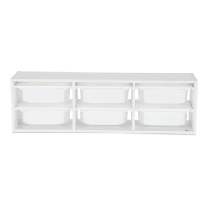 Meuble de rangement pour enfant. blanc. 6 bacs en plastique