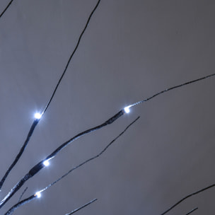 Árbol de Abedul Artificial 150 cm, Lámpara de Árbol con 96 Luces LED Blanco Frío, Nieve Falsa, Base Metálica, Decoración Navideña para Fiestas, Cumpleaños, Interiores, Marrón