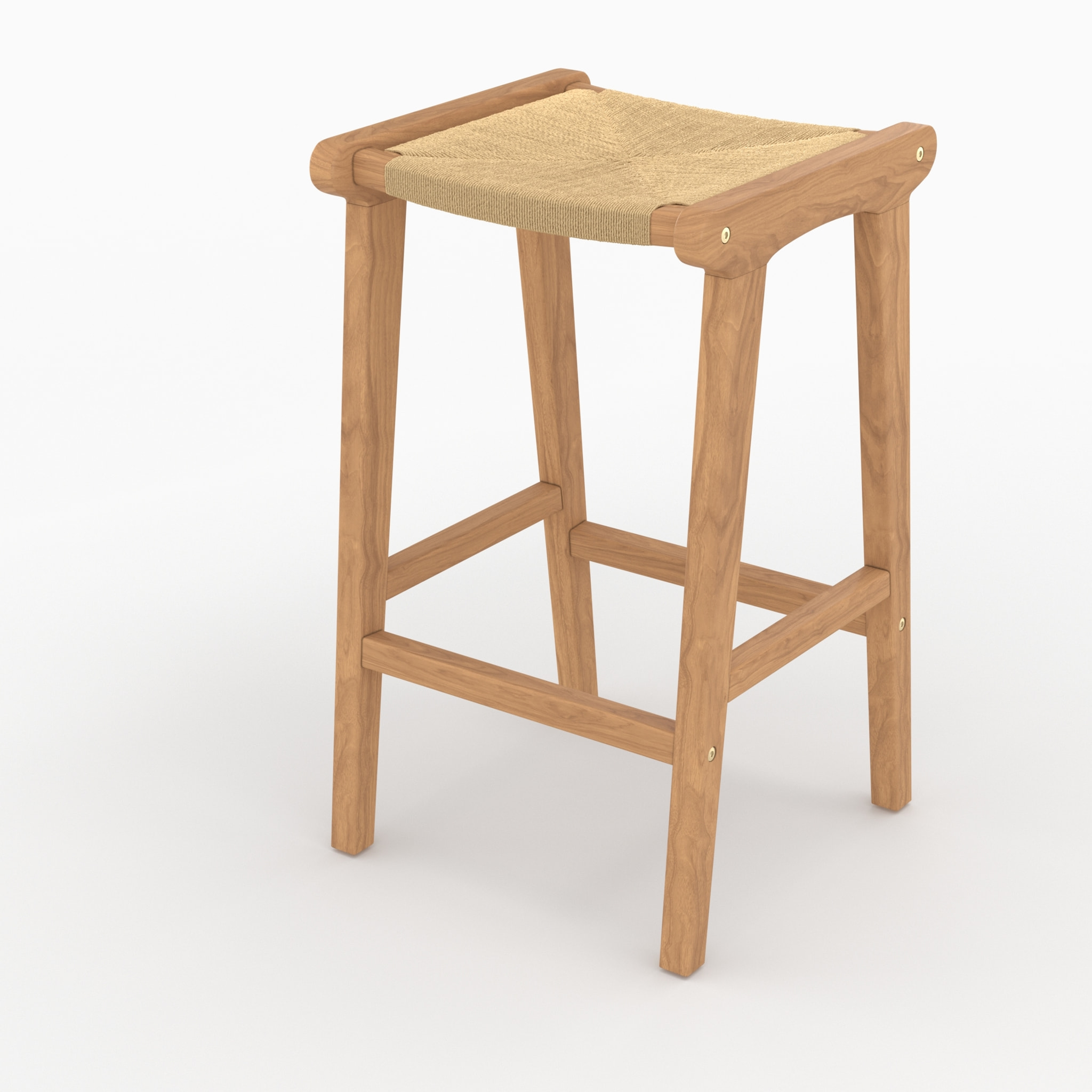 Tabouret pour ilot central 68 cm en teck et rotin - Kuna