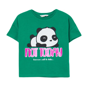 T-shirt stampa panda glitter